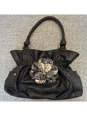 Black Floral Handbag